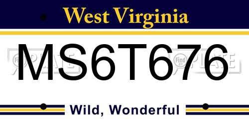 MS6T676 West Virginia License Plate