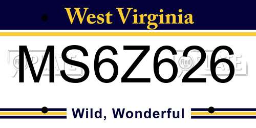 MS6Z626 West Virginia License Plate