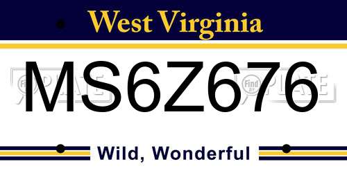 MS6Z676 West Virginia License Plate