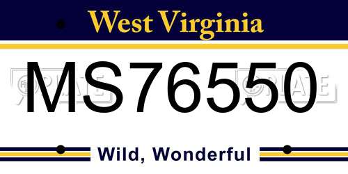 MS76550 West Virginia License Plate