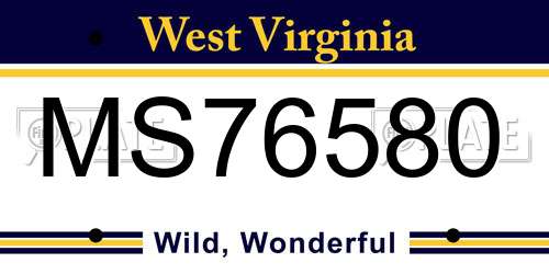 MS76580 West Virginia License Plate
