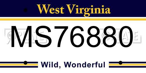MS76880 West Virginia License Plate