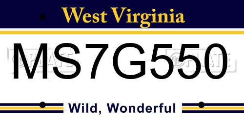 MS7G550 West Virginia License Plate