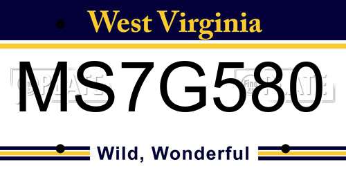 MS7G580 West Virginia License Plate