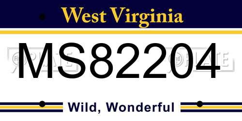 MS82204 West Virginia License Plate