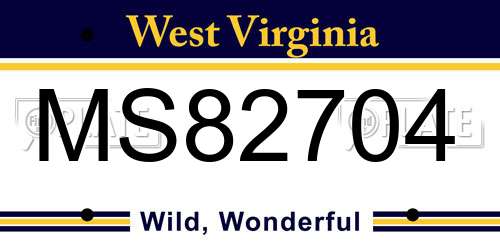 MS82704 West Virginia License Plate