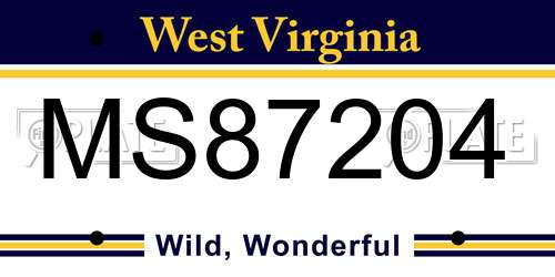 MS87204 West Virginia License Plate