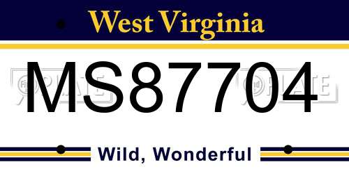 MS87704 West Virginia License Plate