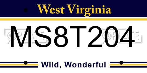 MS8T204 West Virginia License Plate
