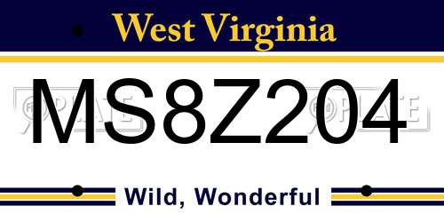MS8Z204 West Virginia License Plate