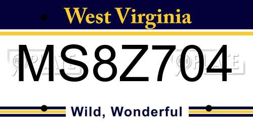 MS8Z704 West Virginia License Plate