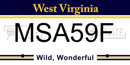 MSA59F West Virginia License Plate