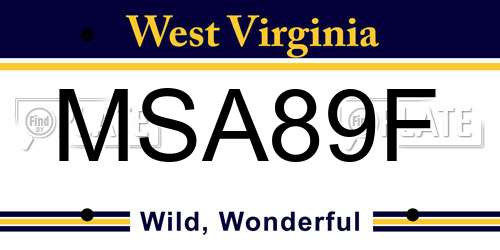 MSA89F West Virginia License Plate