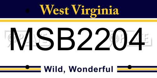 MSB2204 West Virginia License Plate