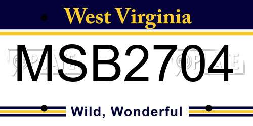 MSB2704 West Virginia License Plate
