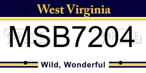 MSB7204 West Virginia License Plate