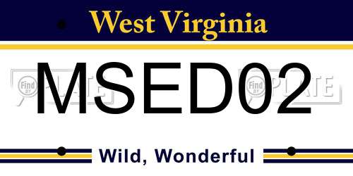 MSED02 West Virginia License Plate