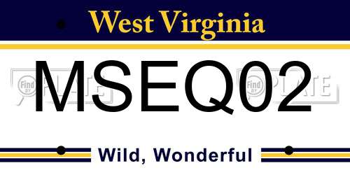 MSEQ02 West Virginia License Plate