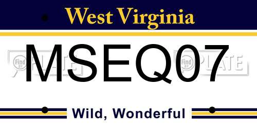 MSEQ07 West Virginia License Plate