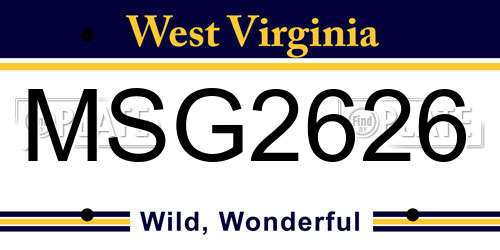 MSG2626 West Virginia License Plate