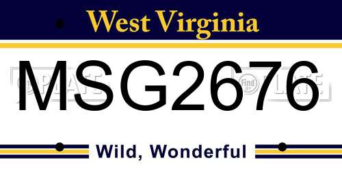 MSG2676 West Virginia License Plate