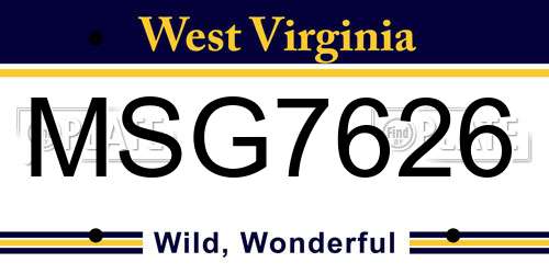 MSG7626 West Virginia License Plate