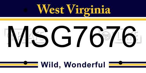 MSG7676 West Virginia License Plate
