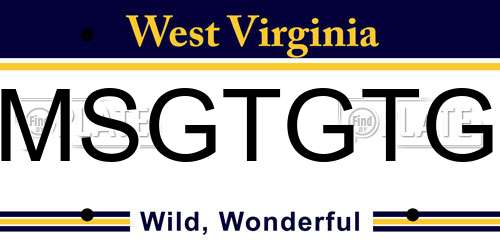 MSGTGTG West Virginia License Plate