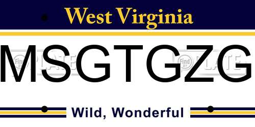 MSGTGZG West Virginia License Plate