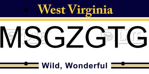 MSGZGTG West Virginia License Plate