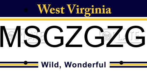 MSGZGZG West Virginia License Plate