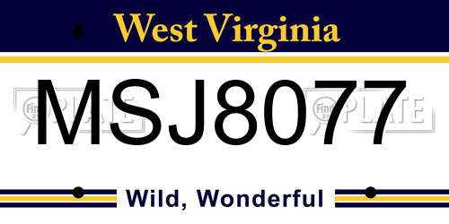 MSJ8077 West Virginia License Plate