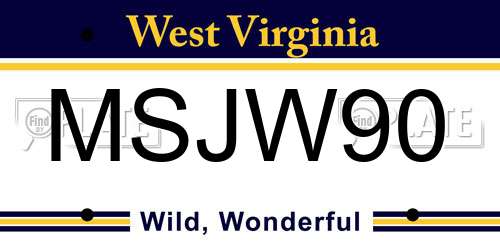 MSJW90 West Virginia License Plate