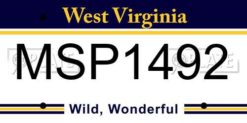 MSP1492 West Virginia License Plate