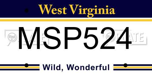 MSP524 West Virginia License Plate