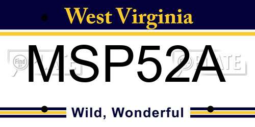 MSP52A West Virginia License Plate