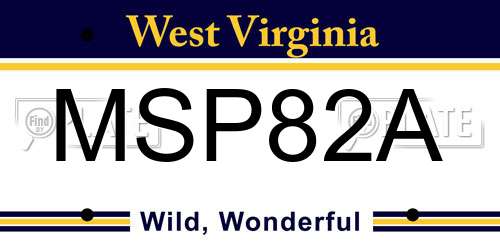 MSP82A West Virginia License Plate