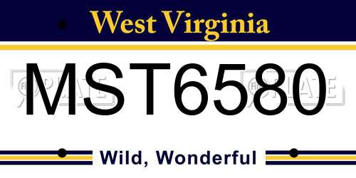 MST6580 West Virginia License Plate