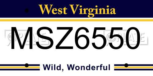 MSZ6550 West Virginia License Plate