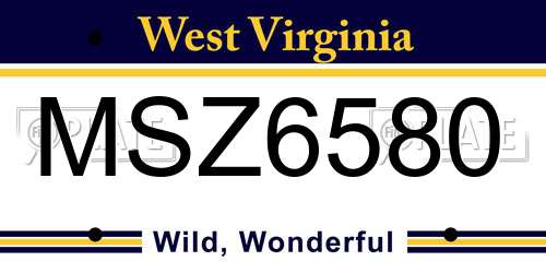 MSZ6580 West Virginia License Plate