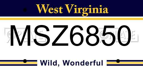 MSZ6850 West Virginia License Plate