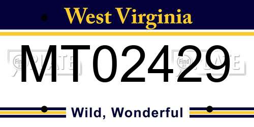 MT02429 West Virginia License Plate