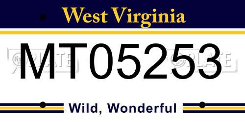 MT05253 West Virginia License Plate