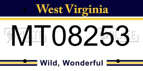 MT08253 West Virginia License Plate