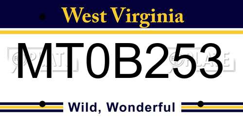 MT0B253 West Virginia License Plate