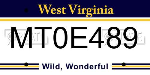 MT0E489 West Virginia License Plate