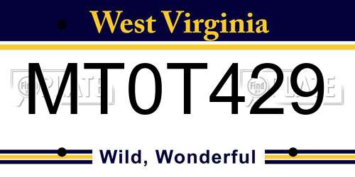 MT0T429 West Virginia License Plate