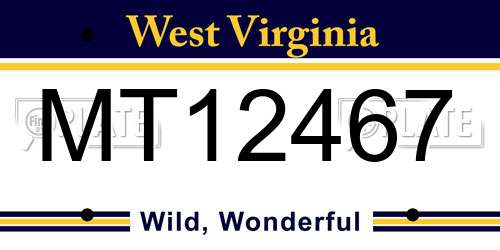 MT12467 West Virginia License Plate