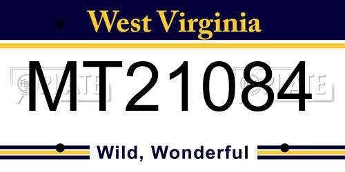 MT21084 West Virginia License Plate