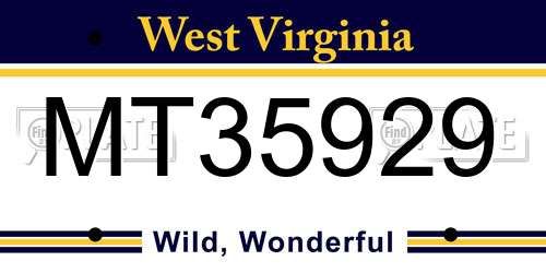 MT35929 West Virginia License Plate